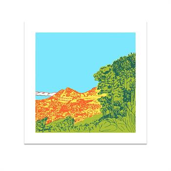 small handmade art print on paper of Devil's Peak in Cape Town