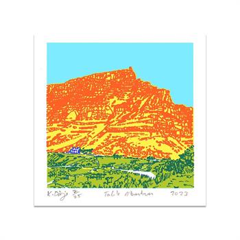 small art print of Table Mountain in Cape Town