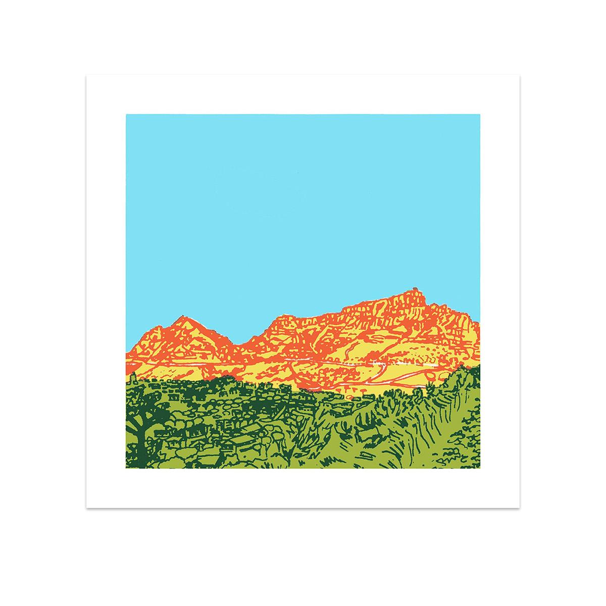 small silkscreen art print of Table Mountain