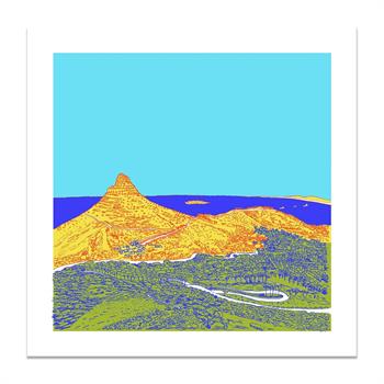 colourful artwork depicting Lion's Head in Cape Town