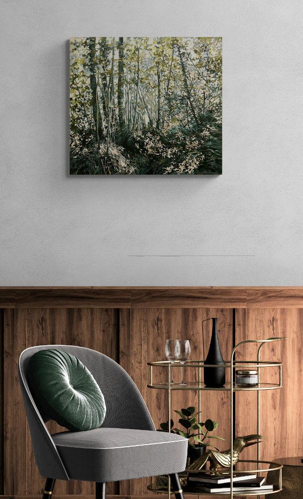 painting of a forest glade by artist Karen Wykerd
