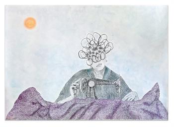Purple Mountains - Drawing by Sampa Diseko