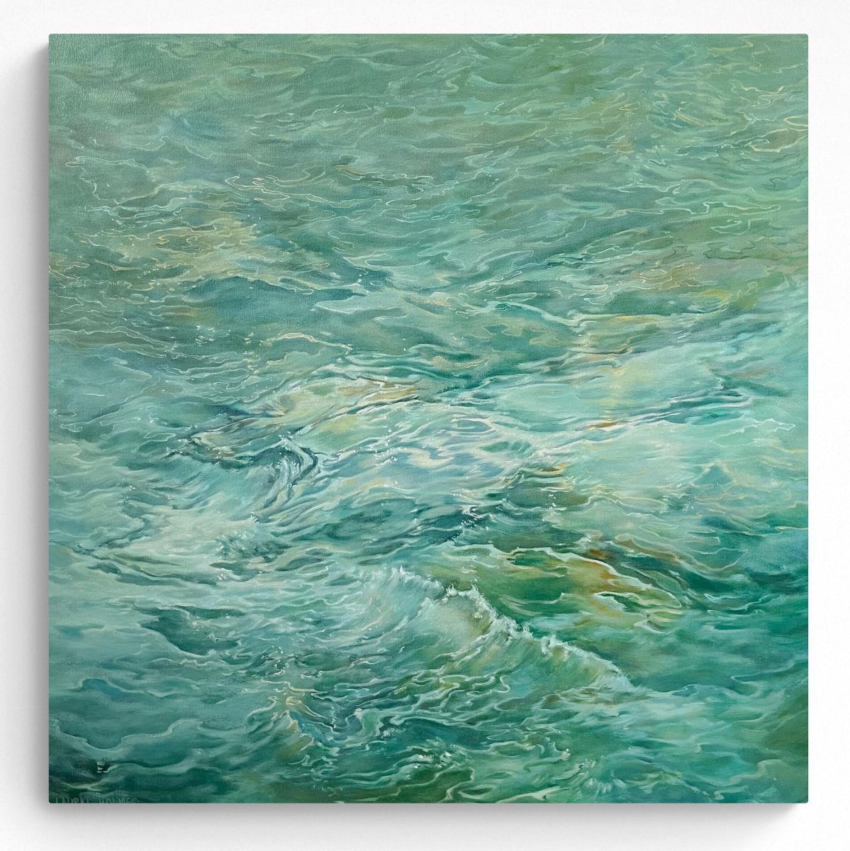 detailed oil painting of sea water