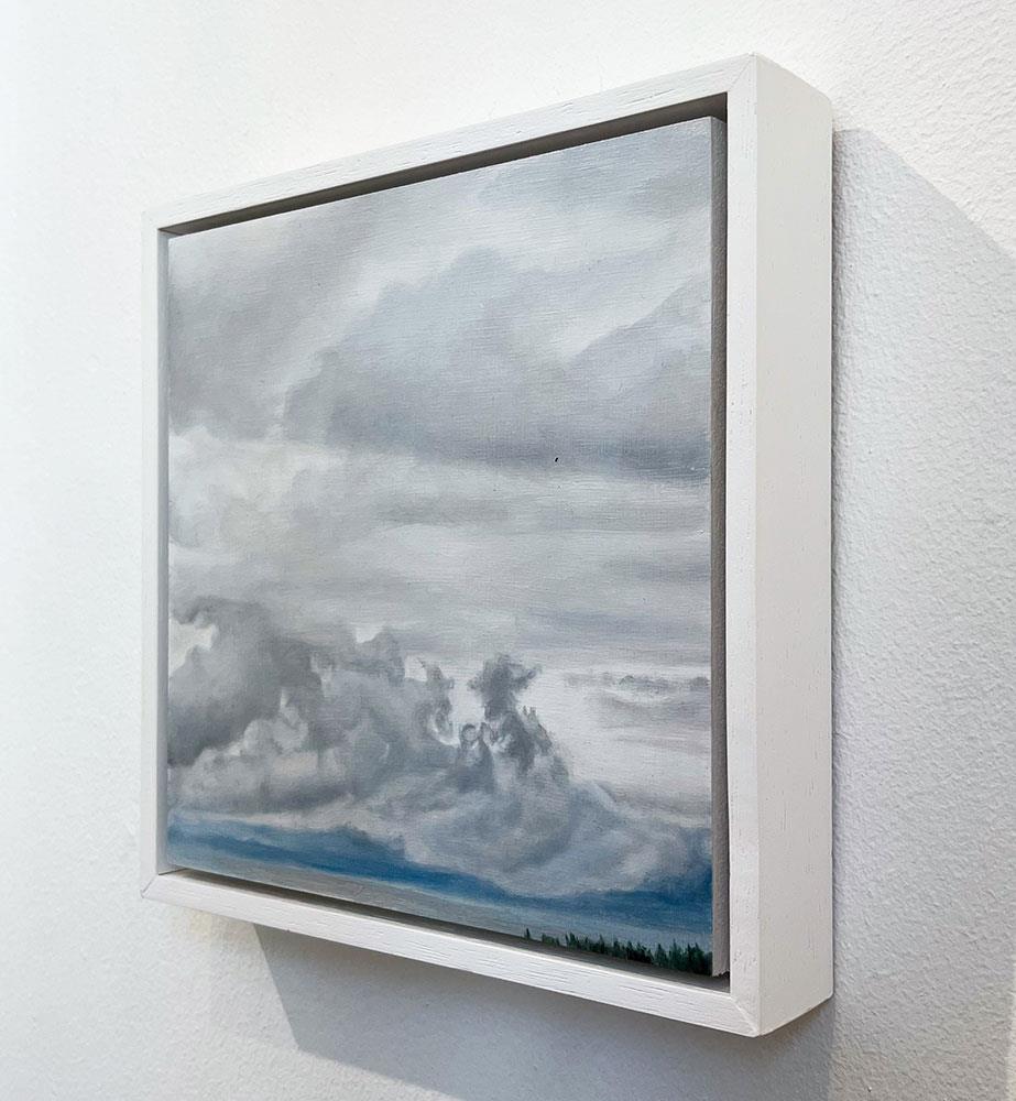small oil painting of grey clouds in the sky