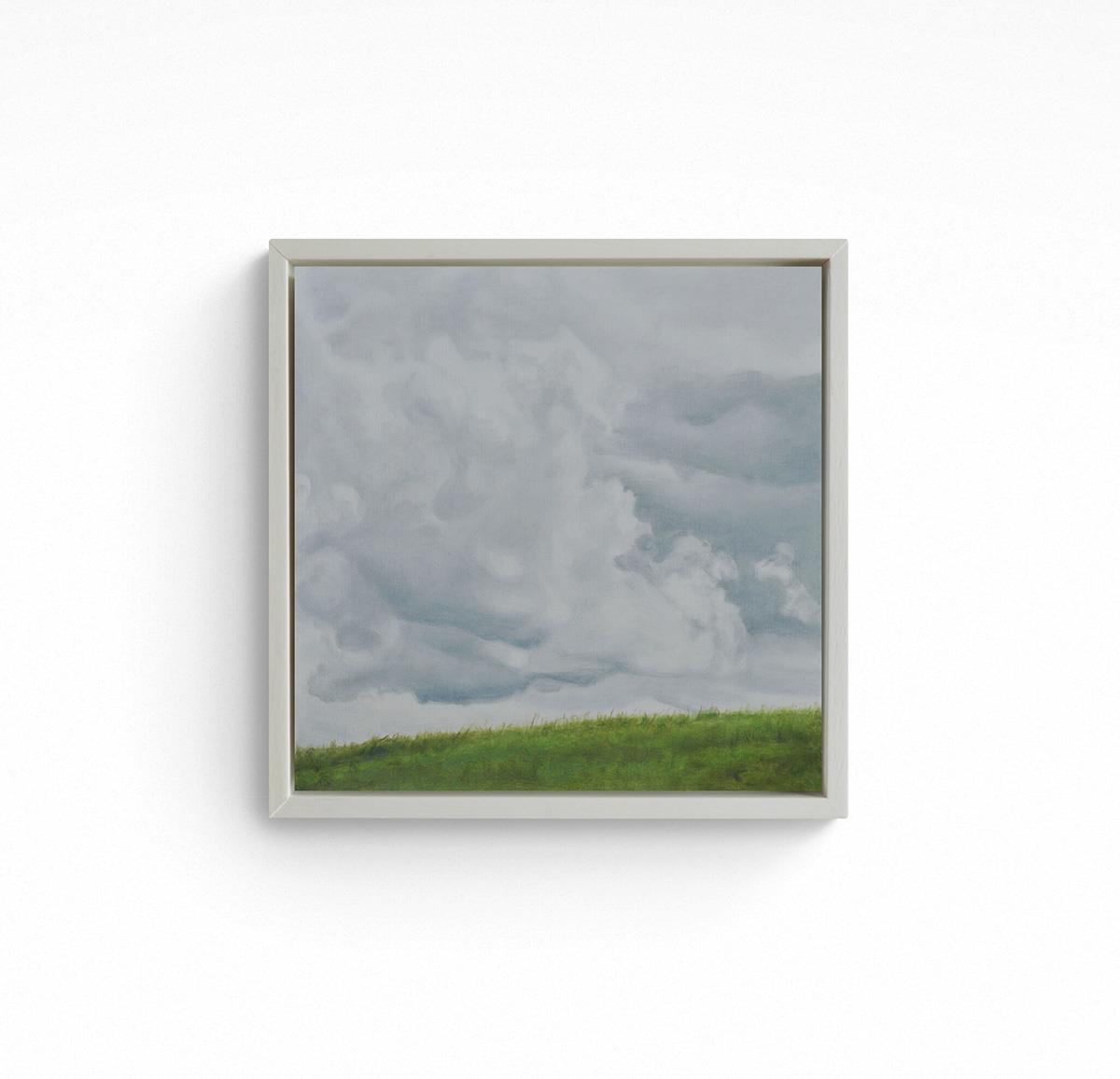 small painting of a sliver of grass on an overcast day