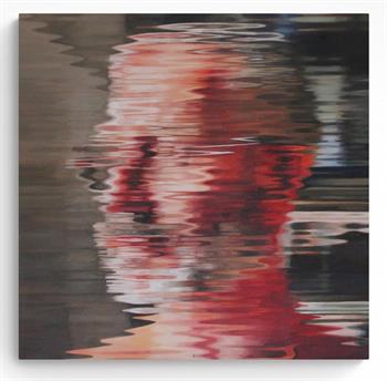 distorted image of a man wearing glasses in oil on canvas