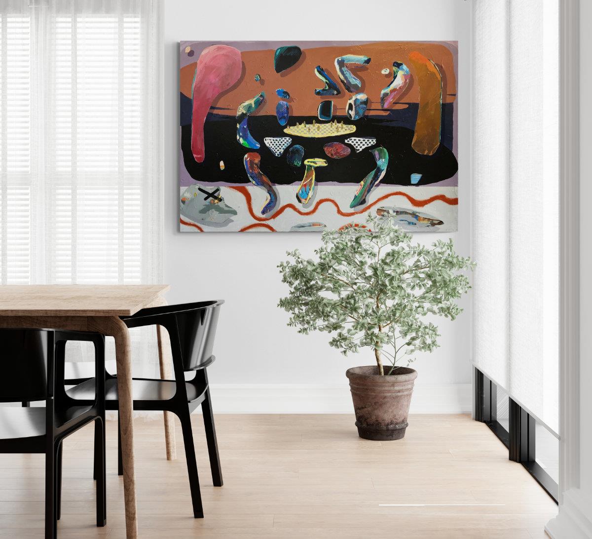 large abstract painting on canvas by Chris Denovan