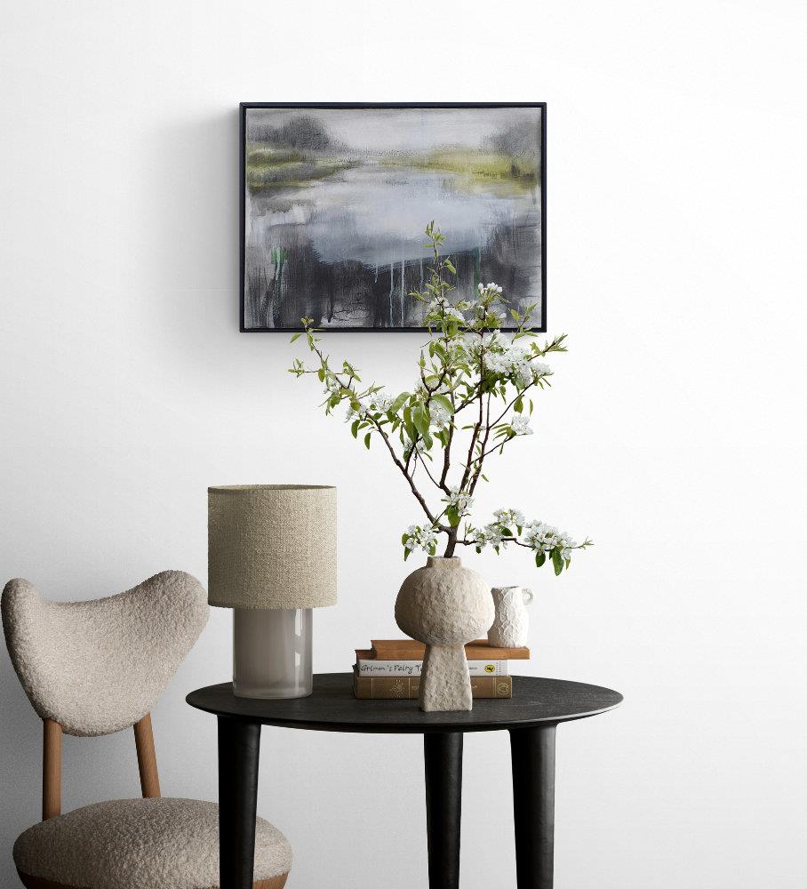 framed abstract painting depicting the sound of water 