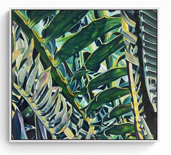 framed oil painting of botanical leaf detail by Claudia Gurwitz