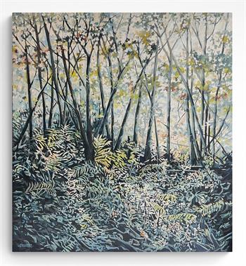 beautiful oil painting of trees in a forest glade