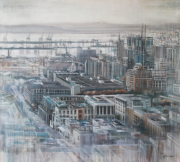 Cityscape painting by Karen Wykerd