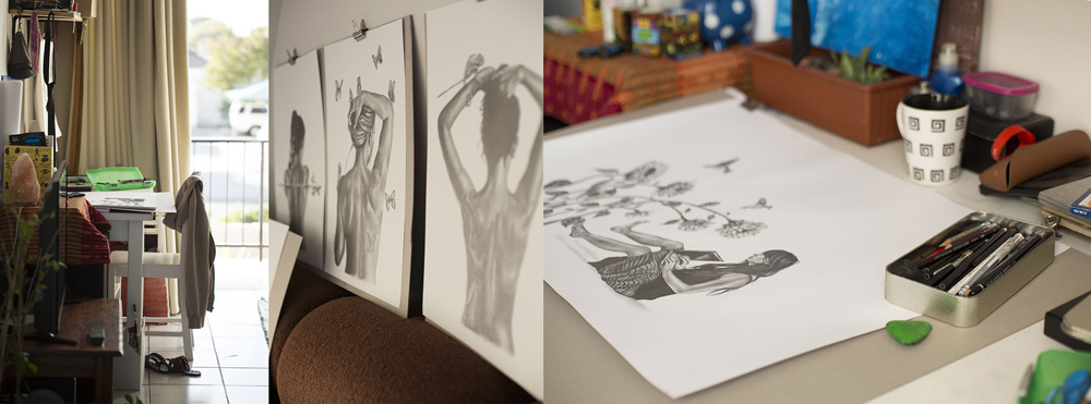 Kendall's studio and exquisite drawings