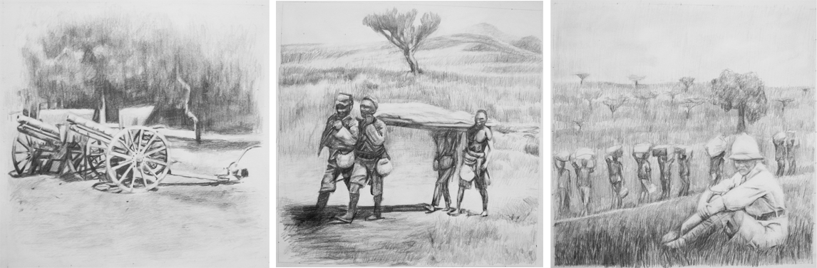 drawings by Gary Frier for Delvillewood war memorial museum